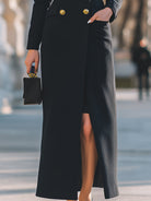 Aurora | Double-Breasted Maxi Coat with Gold Buttons - Lumina - Lumina Vancouver