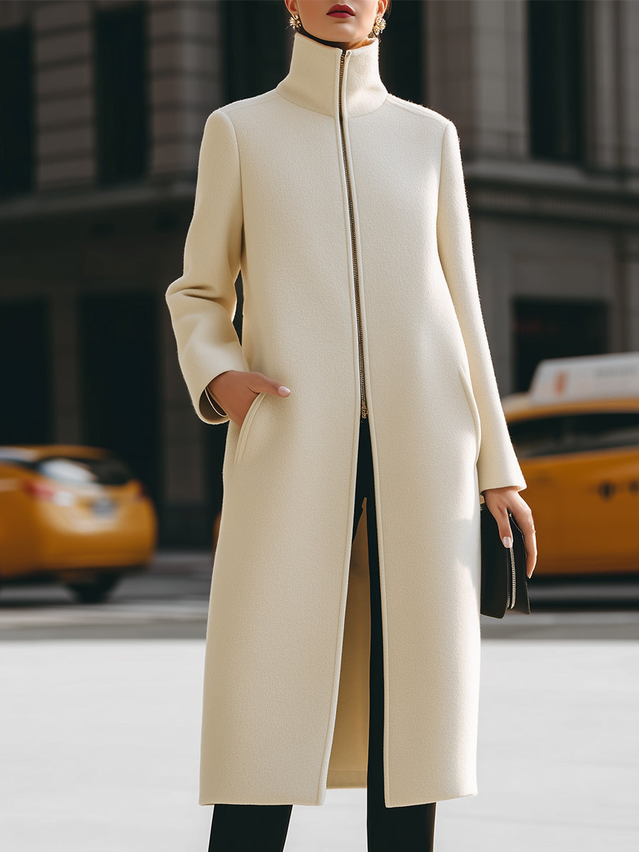 Aurora | High-Neck Zip Front Maxi Coat - Lumina Vancouver - Lumina Vancouver