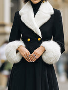 Aurora | Longline Coat with White Faux Fur Trim - Lumina Vancouver - Lumina Vancouver