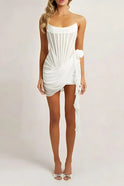 Black Aurora Nightfall Corset Mini Dress by Lumina Wear, fitted mini dress with corset details and stylish silhouette.