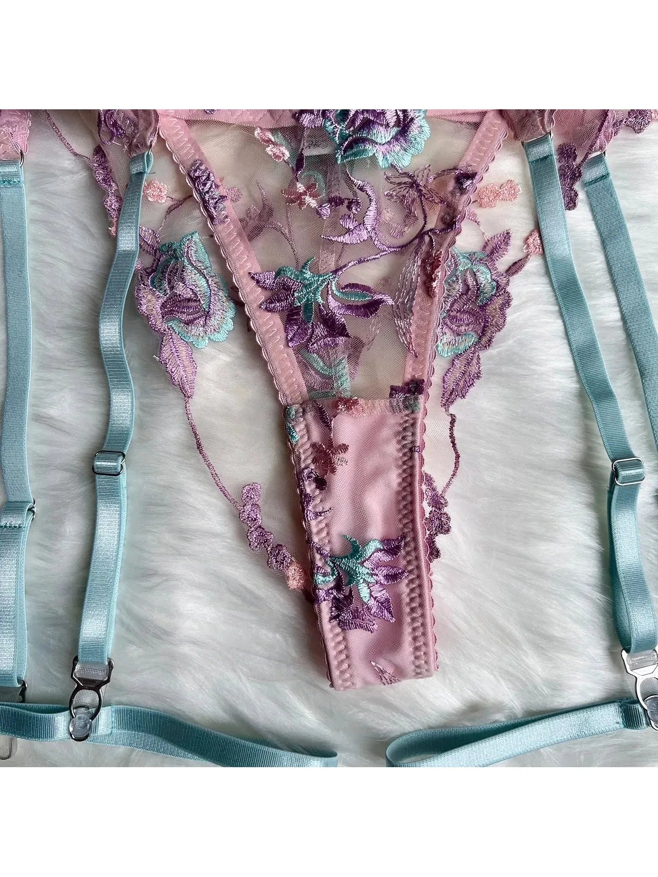 Lumina Vancouver Helene lingerie set featuring delicate lace bras and matching panties in soft, elegant design.