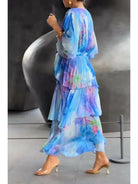 Lumina Vancouver Avalance chic multi-color maxi dress in blue, elegant and flowing with a stylish design.