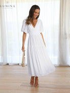 Avalon - Dress with Puff Sleeves - Lumina Vancouver