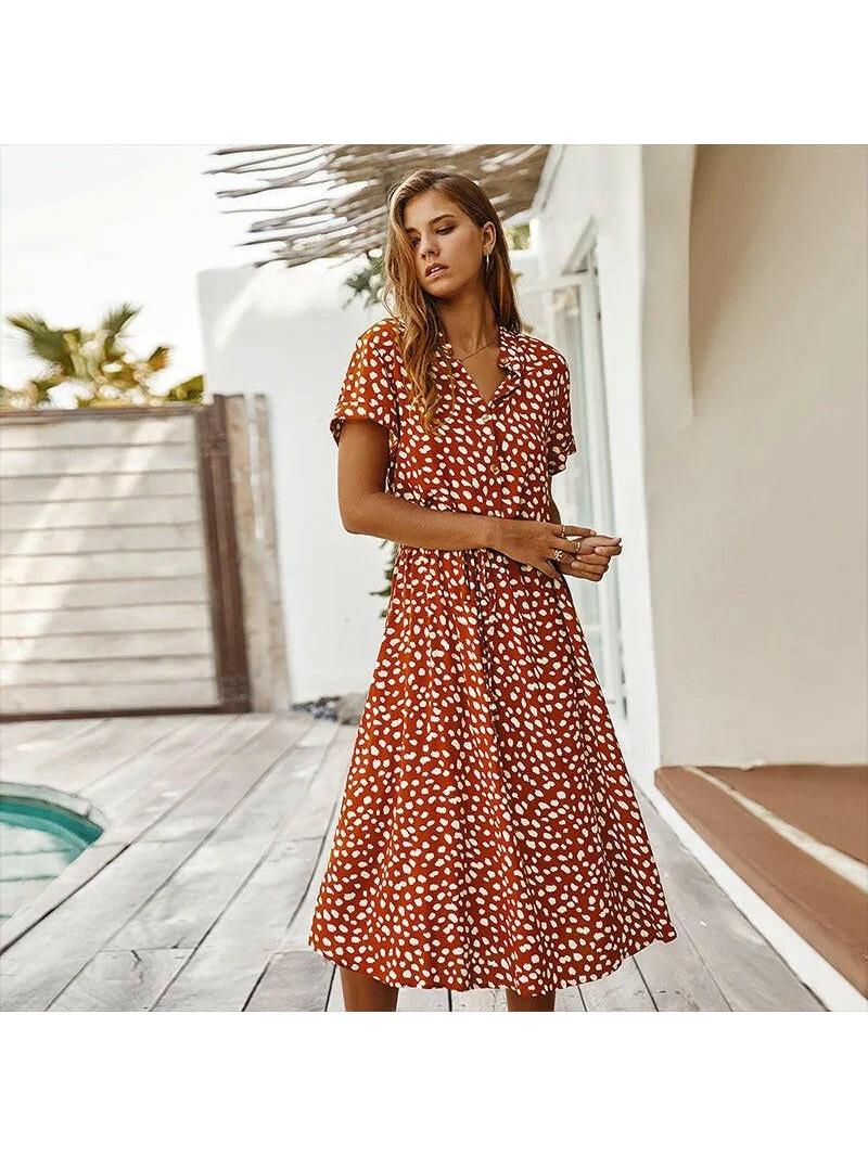 Lumina Vancouver Ayesha™ printed summer dress in white, lightweight floral dress perfect for warm weather and casual outings.