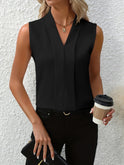 White Beatrice Lumina Wear blouse with elegant pleated design and V-neck for women, stylish and sophisticated.