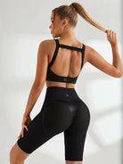 Black Lumina Vancouver sports bra and bicycle shorts bundle, quick-drying yoga bras for active wear and workout comfort.