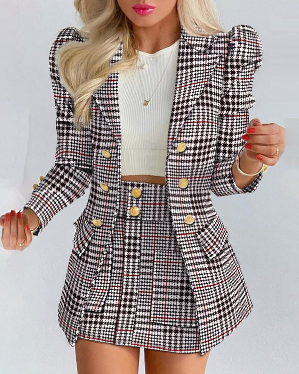 Purple floral blazer and skirt set for women by Lumina Wear, tailored fit in the Bella collection.