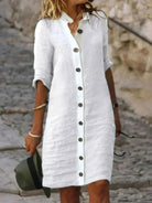 Women's Shirt Dress - Button Down - Long Sleeve - Waist Tie - Casual Elegant Outfit by Lumina Vancouver