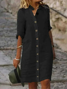 Women's Shirt Dress - Button Down - Long Sleeve - Waist Tie - Casual Elegant Outfit by Lumina Vancouver