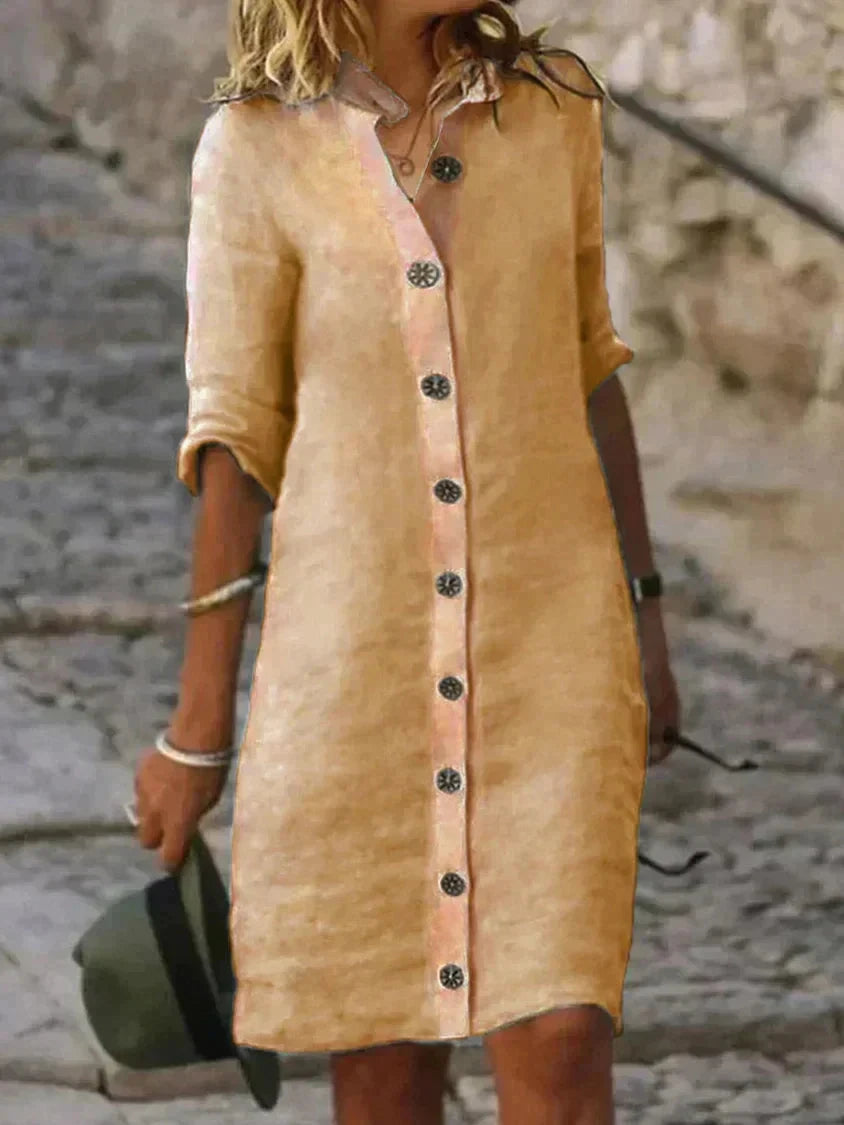 Women's Shirt Dress - Button Down - Long Sleeve - Waist Tie - Casual Elegant Outfit by Lumina Vancouver