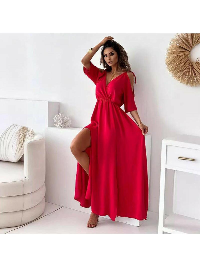 Billie - Trendy Slit Skirt V-Neck Maxi Dress | Lumina Wear Billie - Trendy Slit Skirt V-Neck Maxi Dress | Lumina Wear