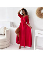 Billie - Trendy Slit Skirt V-Neck Maxi Dress