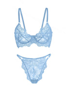 Blue Exquisite Lace Lingerie Set by Lumina Vancouver, 2-piece set featuring delicate lace details and matching bra and panties.