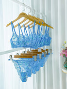 Blue floral embroidery lingerie set by Lumina Vancouver, 2-piece women’s lingerie with delicate floral details and soft fabric.