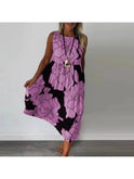 Brown Caitlyn sleeveless maxi dress by Lumina Wear, flowing length, fitted bodice, perfect for summer or casual occasions.