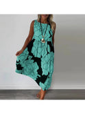Brown sleeveless maxi dress by Lumina Wear featuring a flowy silhouette, perfect for warm weather and casual or dressy occasions.