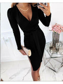 Khaki Caitlyn V-neck tie straps midi dress by Lumina Wear, featuring a stylish V-neck and elegant midi length.