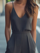Camille | Sleeveless Romper Deep V-Neck - Lumina Vancouver - Lumina Vancouver
