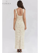 Lumina Vancouver Catalina Glamour A-Line floral maxi dress for wedding guests, featuring a flowing design and elegant floral pattern.