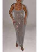 Lumina Vancouver Catherine™ Sparkling Maxi Dress in elegant fabric, showcasing its flowing silhouette and shimmering details.