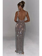Lumina Vancouver Catherine Sparkling Maxi Dress with shimmering fabric and elegant design, perfect for formal occasions.