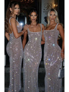 Lumina Vancouver Catherine sparkling maxi dress, elegant evening gown with shimmering fabric, full-length style, for special occasions.