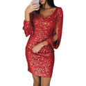 Celeste Nightshade sequin dress by Lumina Wear in black, featuring a fitted silhouette and shimmering sequins for elegant evening wear.