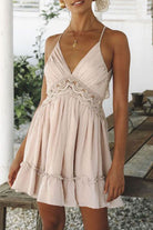 Lumina Vancouver Vuokko Dawn Legacy mini dress in nude, featuring a fitted silhouette and elegant design.