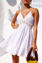 Lumina Vancouver Vuokko Dawn Legacy mini dress in nude, featuring a sleek design and lightweight fabric.