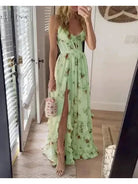 Lumina Vancouver Lumi Radiant Elegance Dress in green, stylish wedding guest dress with a flowing design and elegant details.