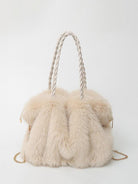Elegant plush velvet tote bag by Lumina Wear featuring a spacious design and brown color, perfect for stylish everyday use.