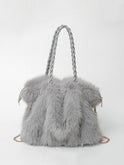 Lumina Wear Charlotte plush velvet tote bag in brown with a spacious design, perfect for stylish everyday use.