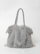 Lumina Wear Charlotte plush velvet tote bag in brown with a spacious design, perfect for elegant everyday use.