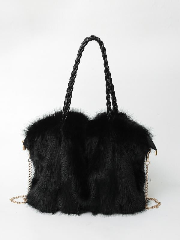 Elegant plush velvet tote bag by Lumina Wear featuring a spacious design in brown, perfect for stylish everyday use.