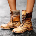 Black Chloe Rugged Lace-Up Combat Boots for Women by Lumina Wear, featuring sturdy design and durable combat style.
