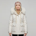 Lumina Wear Chloe utility parka jacket in khaki with faux-fur collar, stylish winter coat for women, XS size.