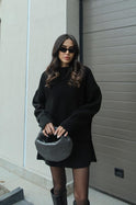 Lumina Wear Clara cozy knit sweater set with mini skirt in wine red, XS, featuring long sleeves and stylish design for women.