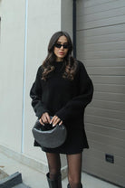 Lumina Wear Clara cozy knit sweater set with matching mini skirt in wine red, women's fashion ensemble, XS size.