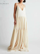 White Clarissa Ocean Breeze Maxi Dress by Lumina Vancouver, perfect for holiday vibes and summer outings.