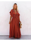 Lumina Wear Coleen Airy Maxi Dress in black, flowing and lightweight, perfect for casual or summer wear.