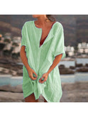White lightweight Costa dress by Lumina Wear, flowing fabric and elegant design, perfect for casual or summer wear.