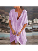 White Costa lightweight dress by Lumina Wear, flowing fabric, casual style, perfect for summer or warm weather.