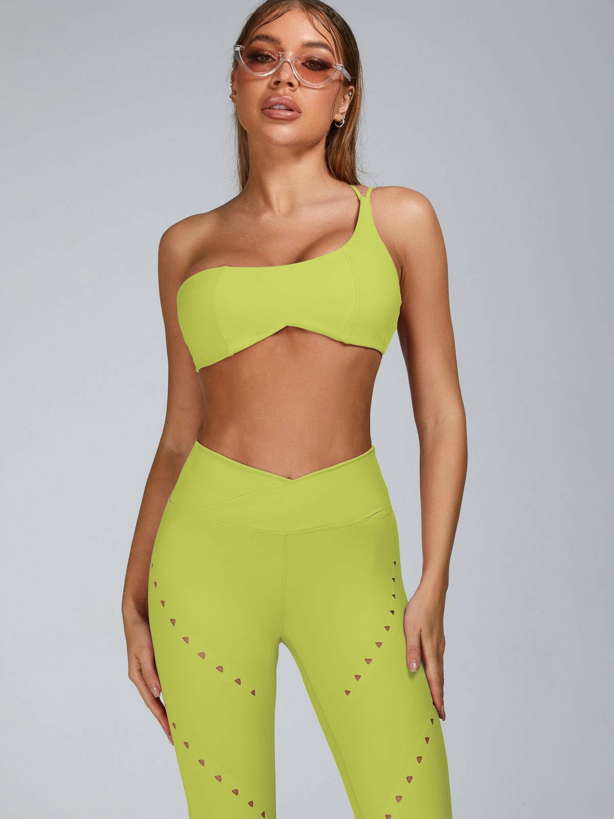 Pink Lumina Vancouver sports bra with cutout tailoring, designed for active wear and athletic support.