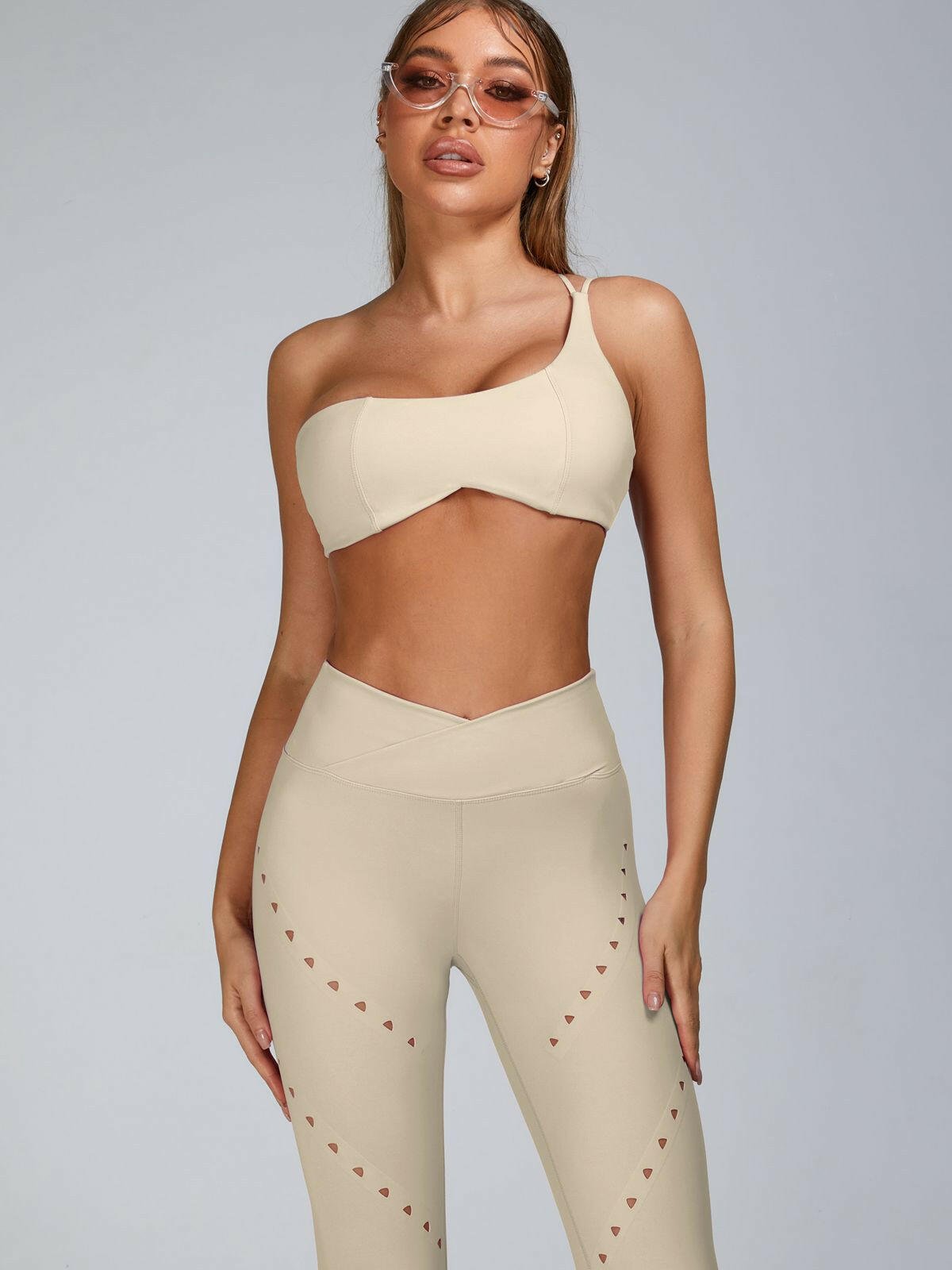 Pink Lumina Vancouver sports bra with cutout tailoring, featuring a sleek design for activewear and workout comfort.