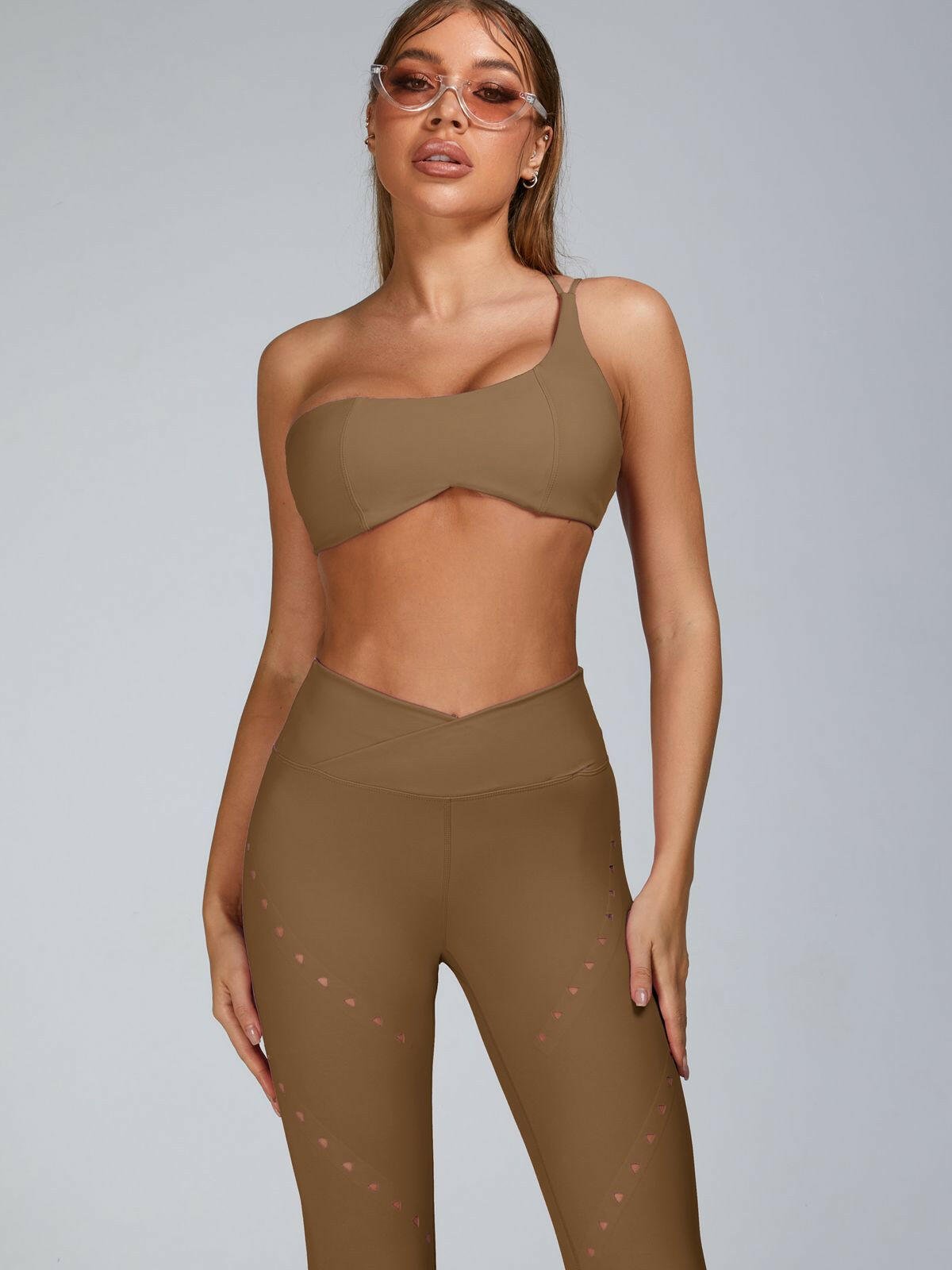 Pink Lumina Vancouver cutout tailoring sports bra with stylish design, ideal for activewear and workout sessions.