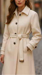 Elena Luxe | Wool-Blend Belted Coat in Ivory – Lumina - Lumina Vancouver