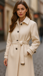 Elena Luxe | Wool-Blend Belted Coat in Ivory – Lumina - Lumina Vancouver