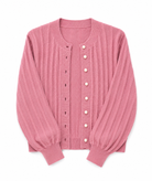Lumina Wear Sophia cozy pink knit cardigan with open front, soft and stylish sweater for casual wear.