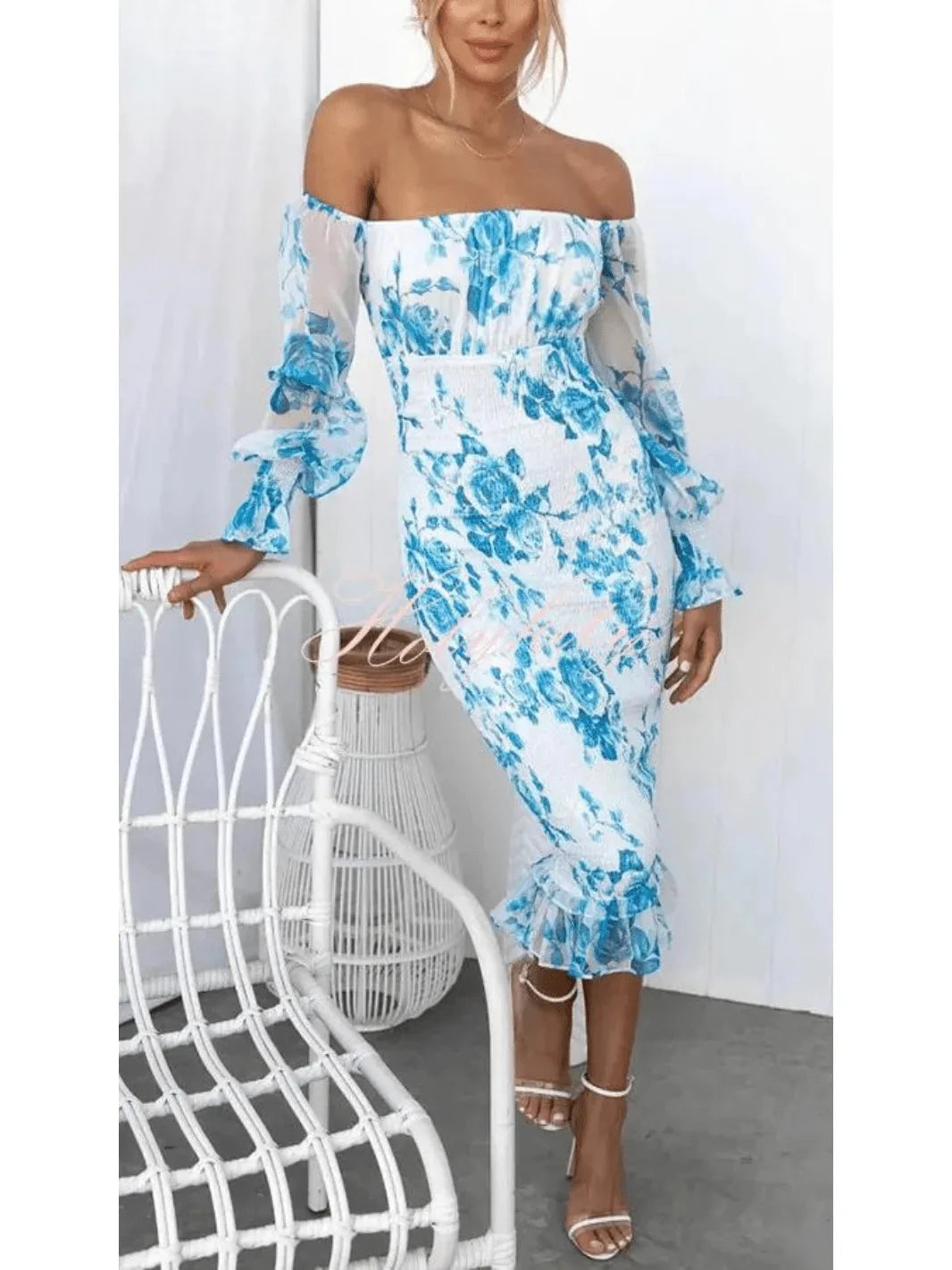 Dahlia - Stunning Off Shoulder Midi Dress