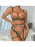 Yellow Daisy 3-piece French lingerie set by Lumina Wear featuring sexy, elegant lingerie with delicate lace details.